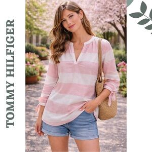 Tommy Hilfiger Pink Stripe Tunic Blouse XXL Cotton